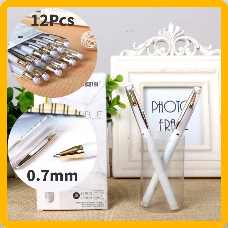 

12Pcs Pulpen Roller Ball Pen 0.5mm Tinta Hitam Pulpen Tanda Tangan Standard Pulpen tinta cair