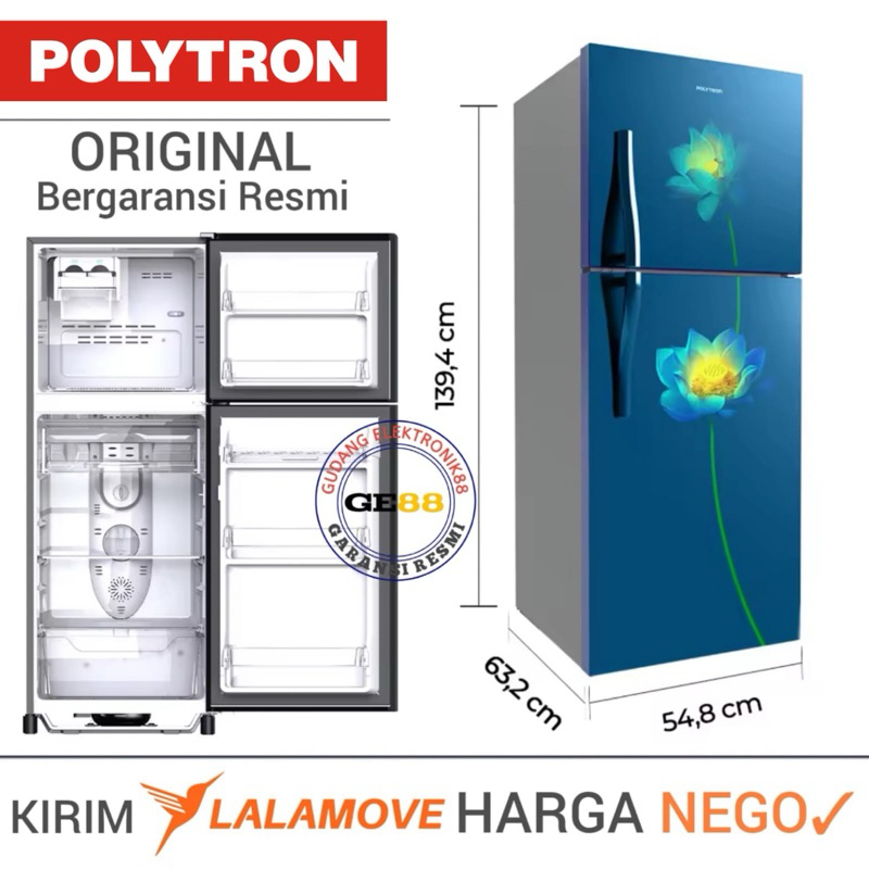 Kulkas Polytron 2 Pintu PRB-217 Lemari Es Polytron 2 Pintu 210L Low Watt