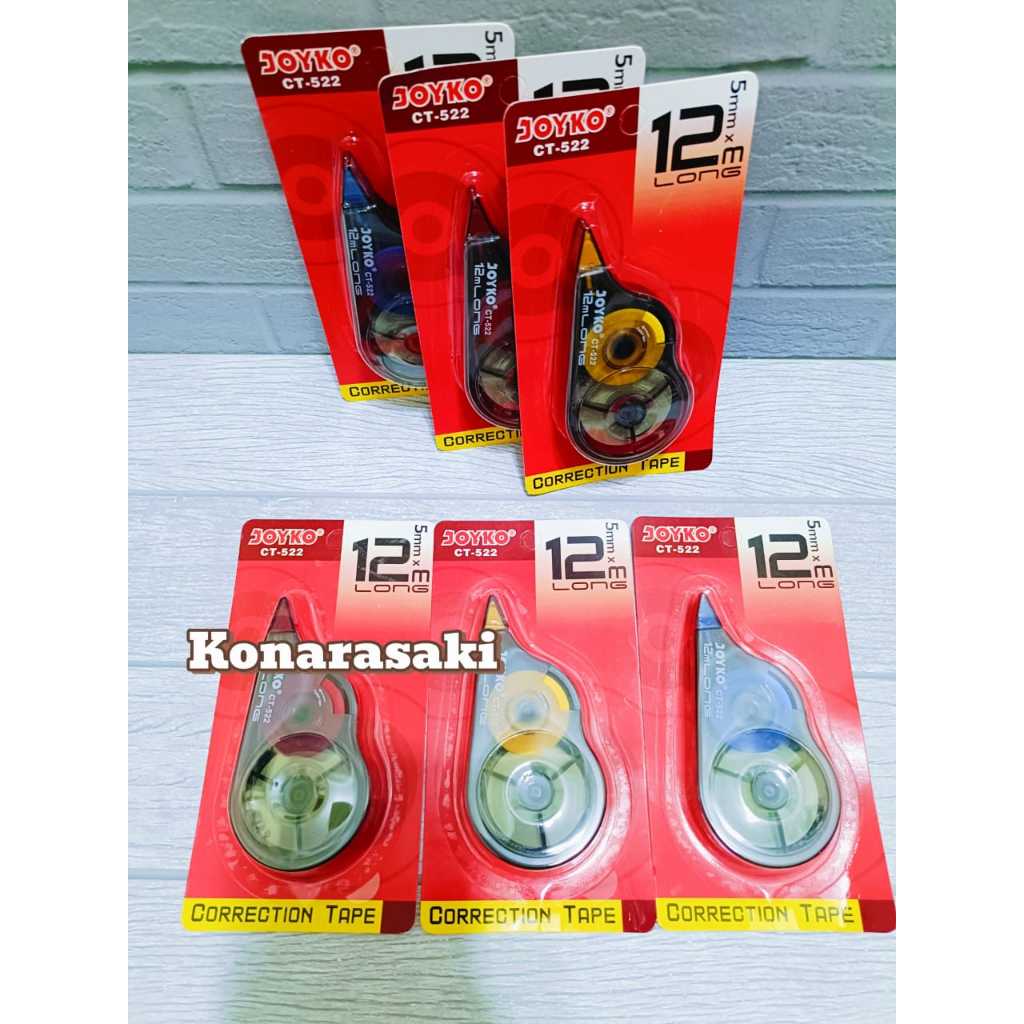 

(ISI 6 / 3 PCS) Tip-ex Kertas Joyko CT-522 Correction Tape Pita Koreksi Penghapus