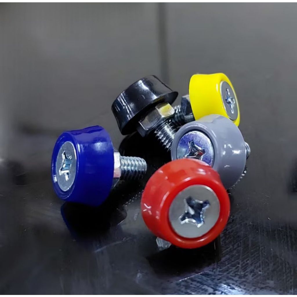 Baut Plat Nomor Warna Warni Variasi Isi 4 Pcs Ukuran Baut 10 Kunci Obeng