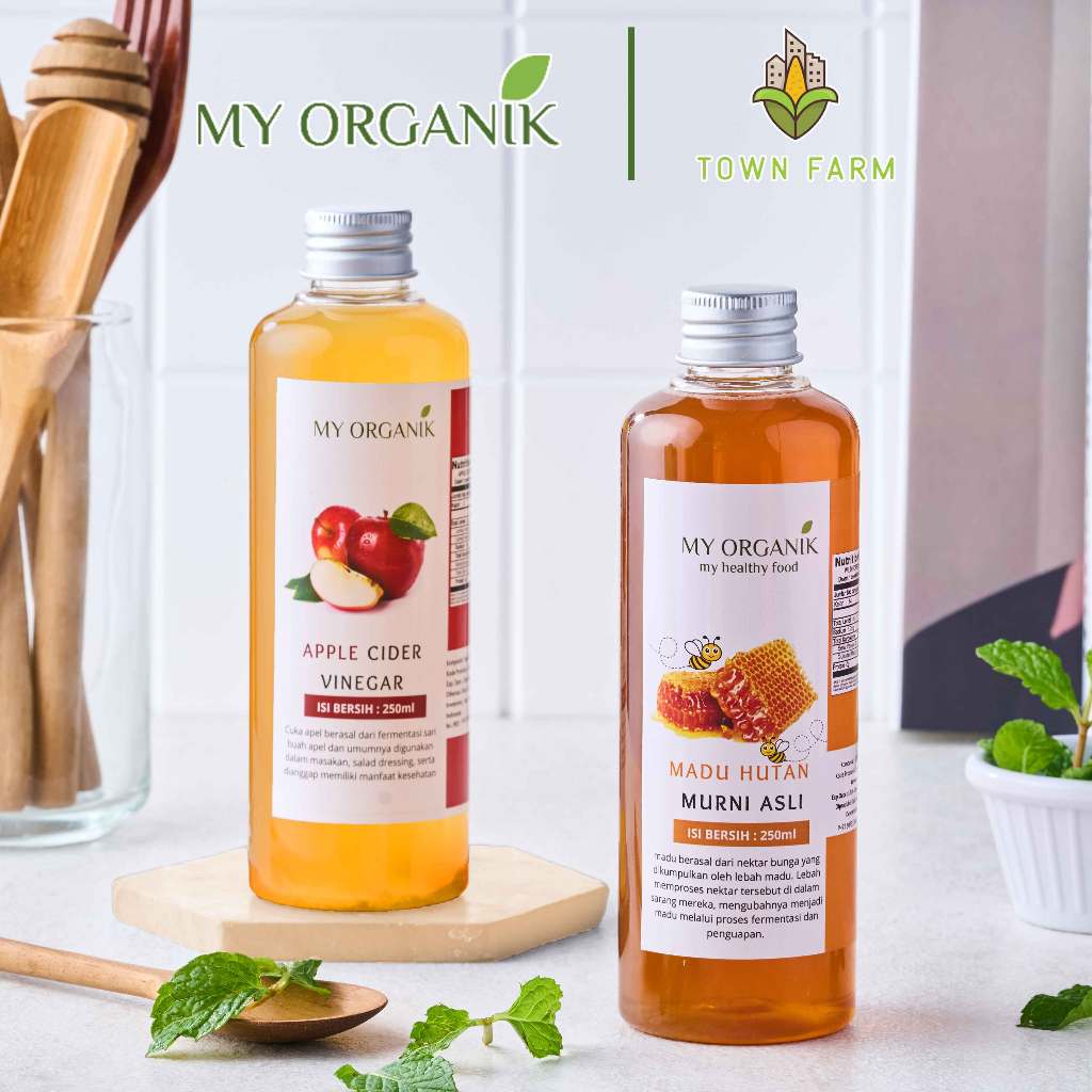 

My Organik Bundling Asam Lambung Cuka Apel Apple Cider With Mother 250ml dan Madu Hutan 250ml