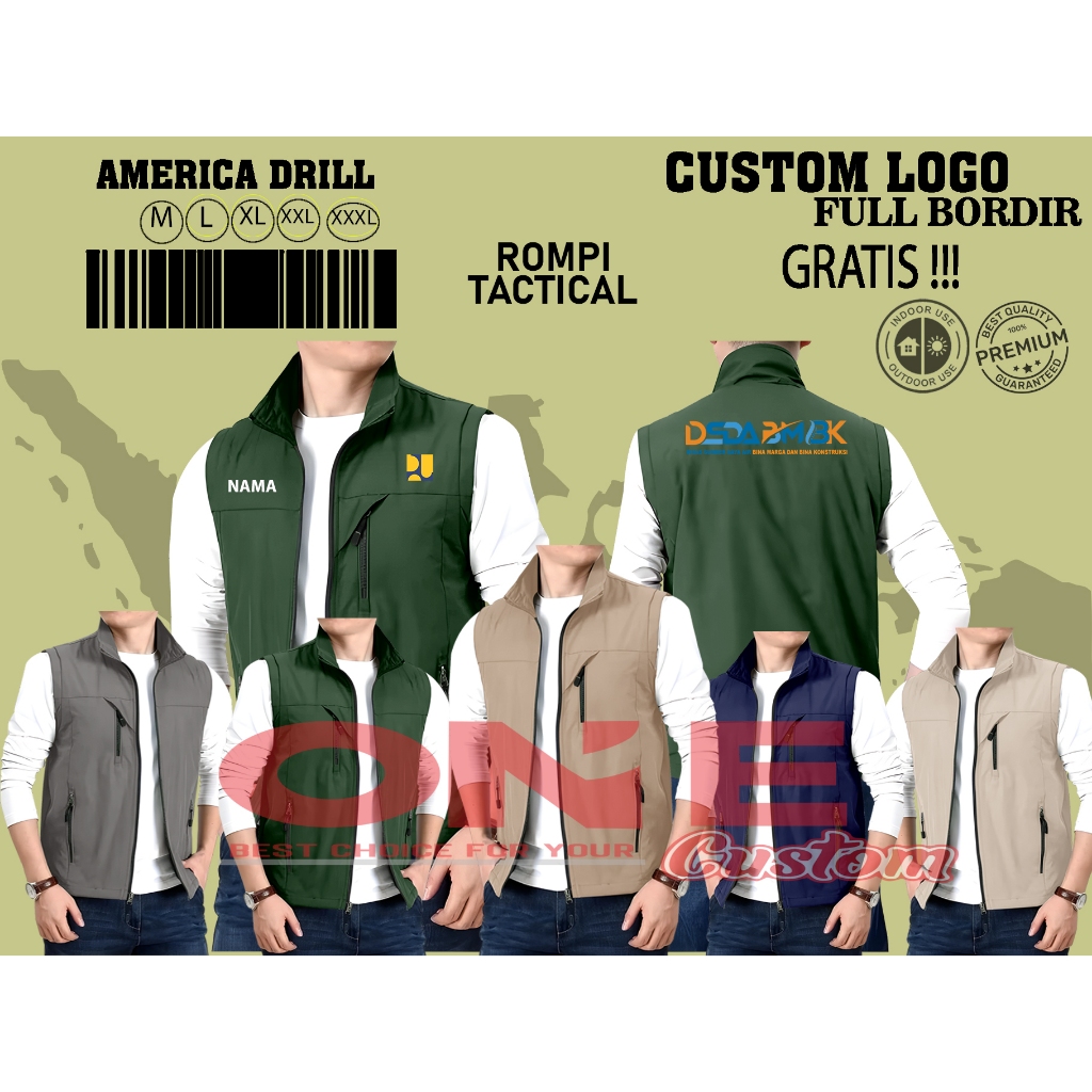 Rompi Tactical Outdoor Rompi Lapangan Free Custom Bordir Premium DINAS sumber daya air SDABMBK pupr