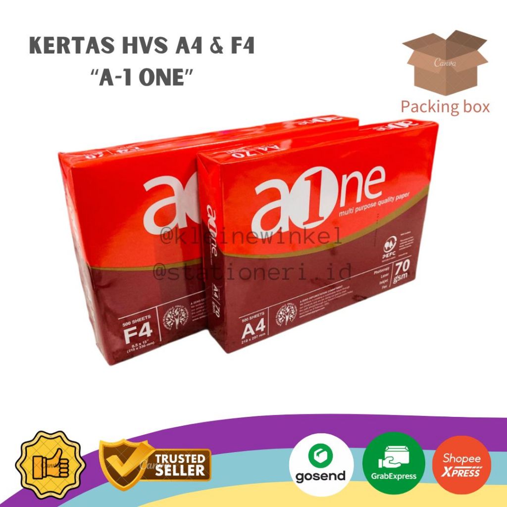 

Kertas HVS A-ONE Ukuran A4 & F4 70gsm [ 1 RIM ]