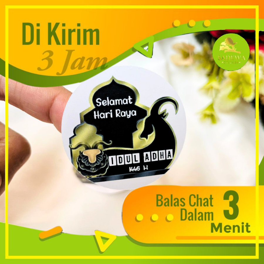 

5-8 Sticker Label Lebaran Haji Stiker Bulat Edisi Idul Adha Free Desain Custom Design Uk.Sedang