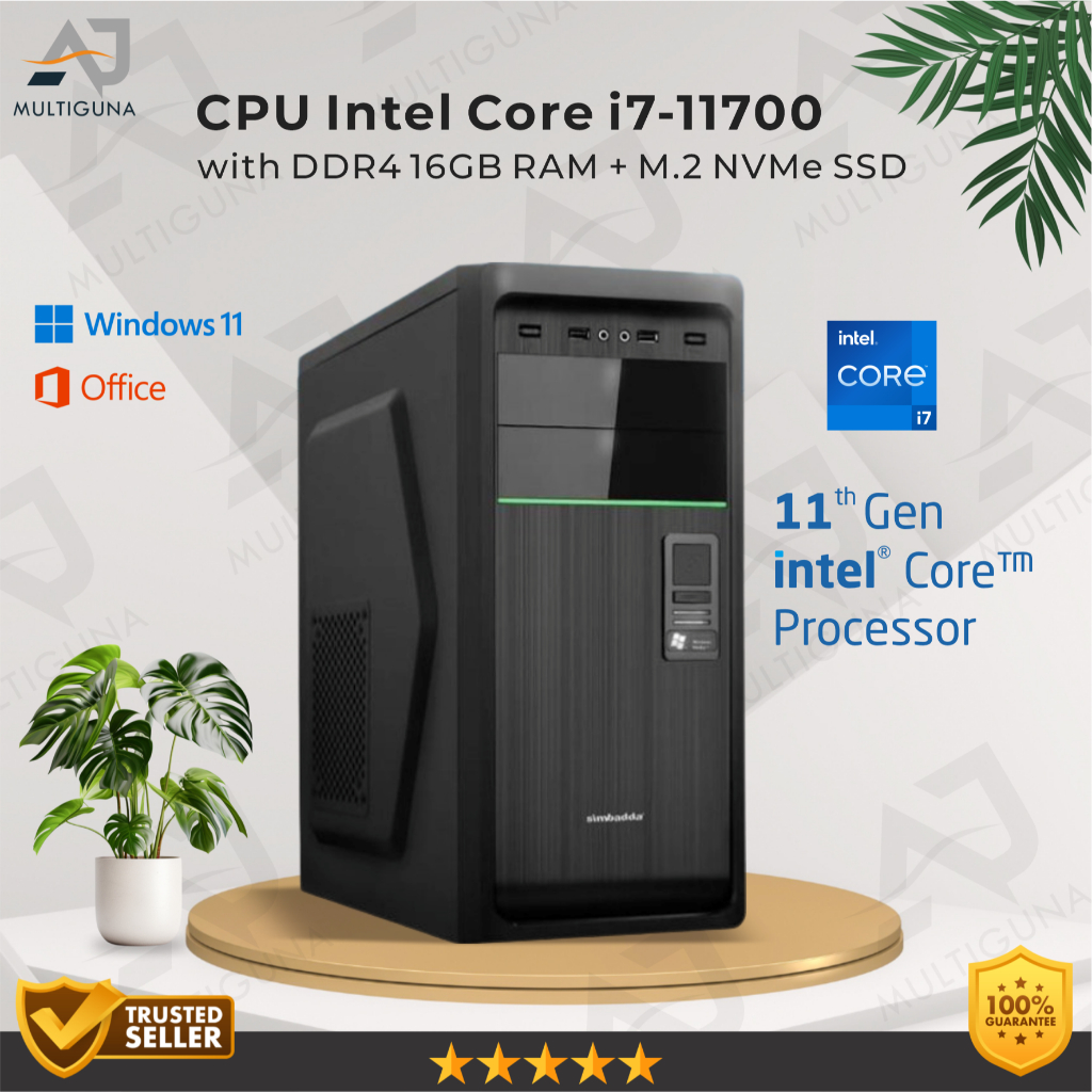 CPU PC Komputer Intel Core i7-11700 Gen-11 RAM 16GB SSD Rakitan Office