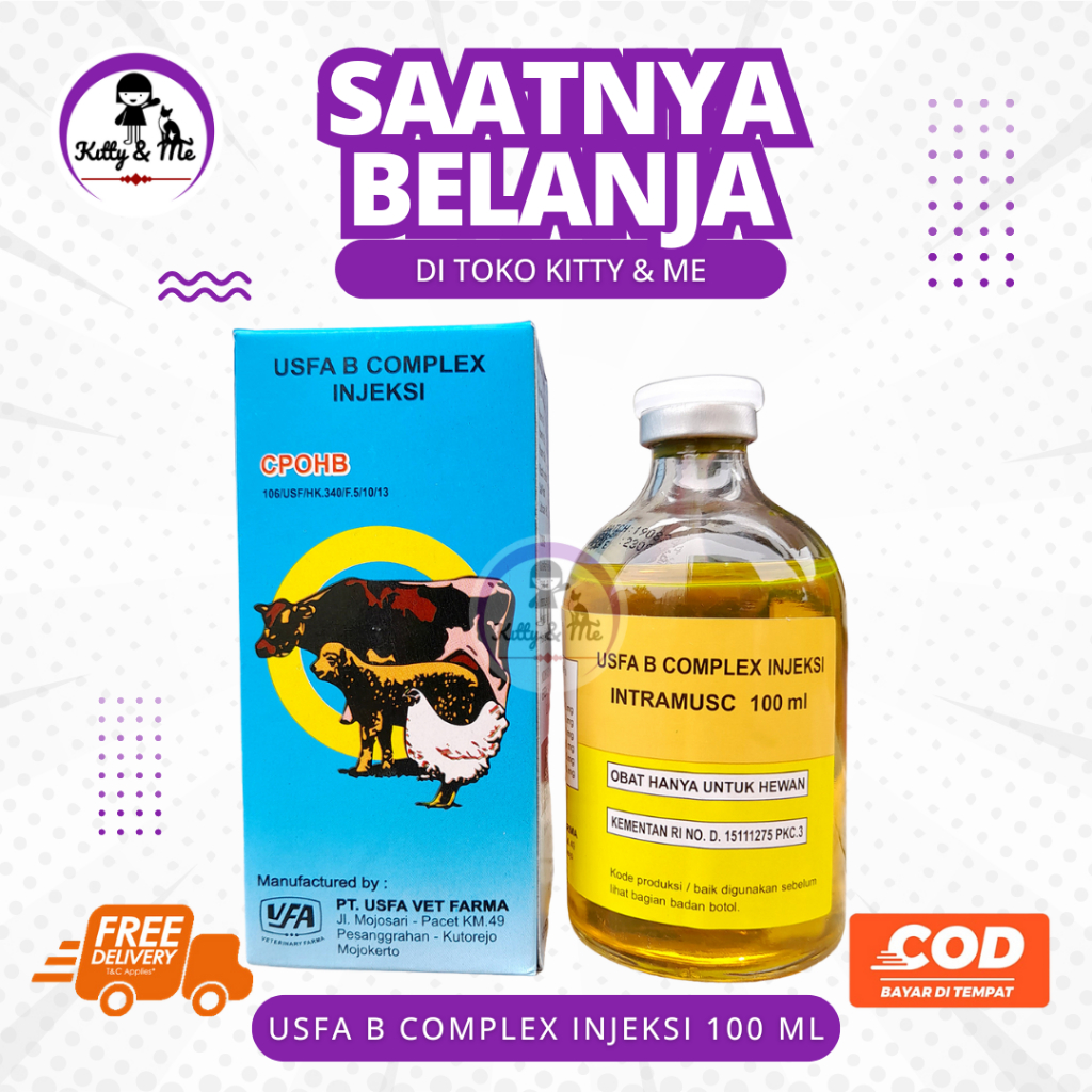 USFA B COMPLEX INJEKSI 100 ML - Vitamin B Kompleks Hewan Ternak