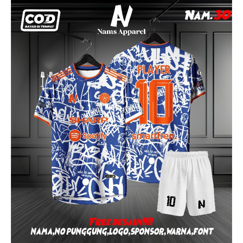 JERSEY FUTSAL / SEPAKBOLA FULL PRINTING GRAFITI KEREN BEBAS CUSTOM DESIGN FREE NAMA DAN NOMOR PUNGGU