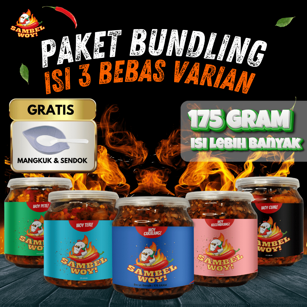 

PAKET SAMBAL ISI 3 SAMBELWOY Sambel Cumi / Cakalang / Teri / Pete / Kecombrang / Bawang / Gula Aren