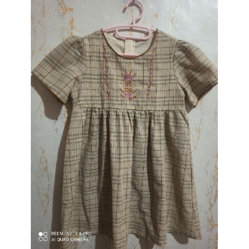 Gaun Anak Kemeja Kotak-Kotak Lengan Pendek (Preloved)