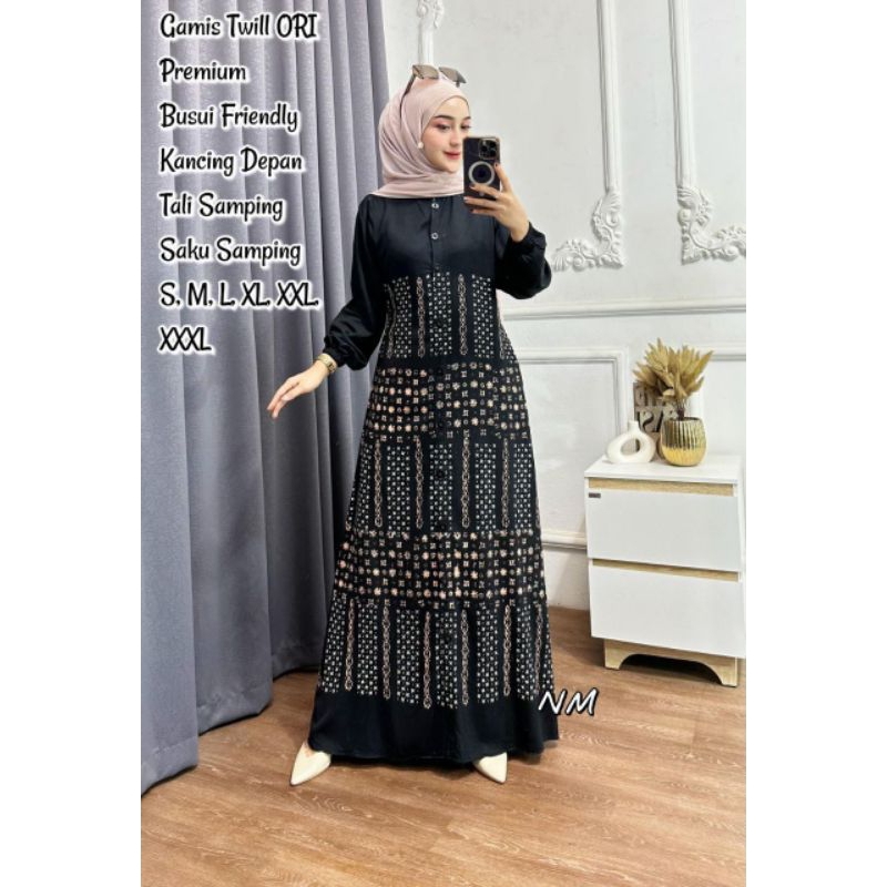 Gamis twill ori premium terbaru ukuran S, M, L, XL, XXL, XXXL Gamis Wanita