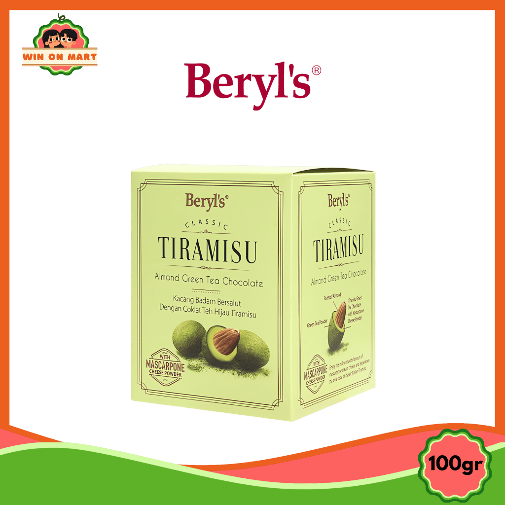 

QH Coklat Beryl's Classic Tiramisu Almond Chocolate 100g Green tea Milk White