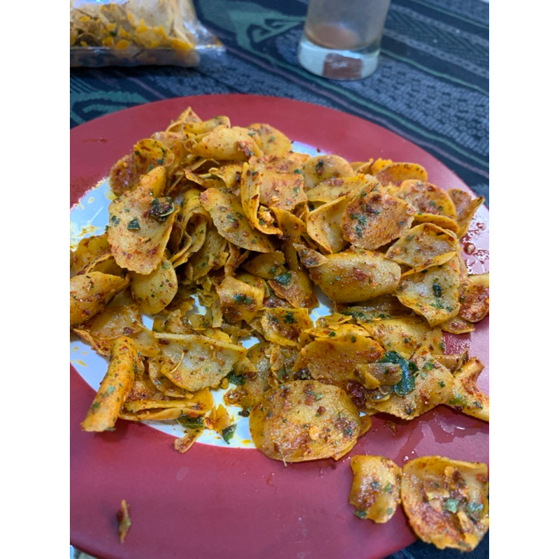 

MORING SHASA 500gr / Moring Pedas / Cimol Kering / Keripik Moring- bumbu jeruk & gurih