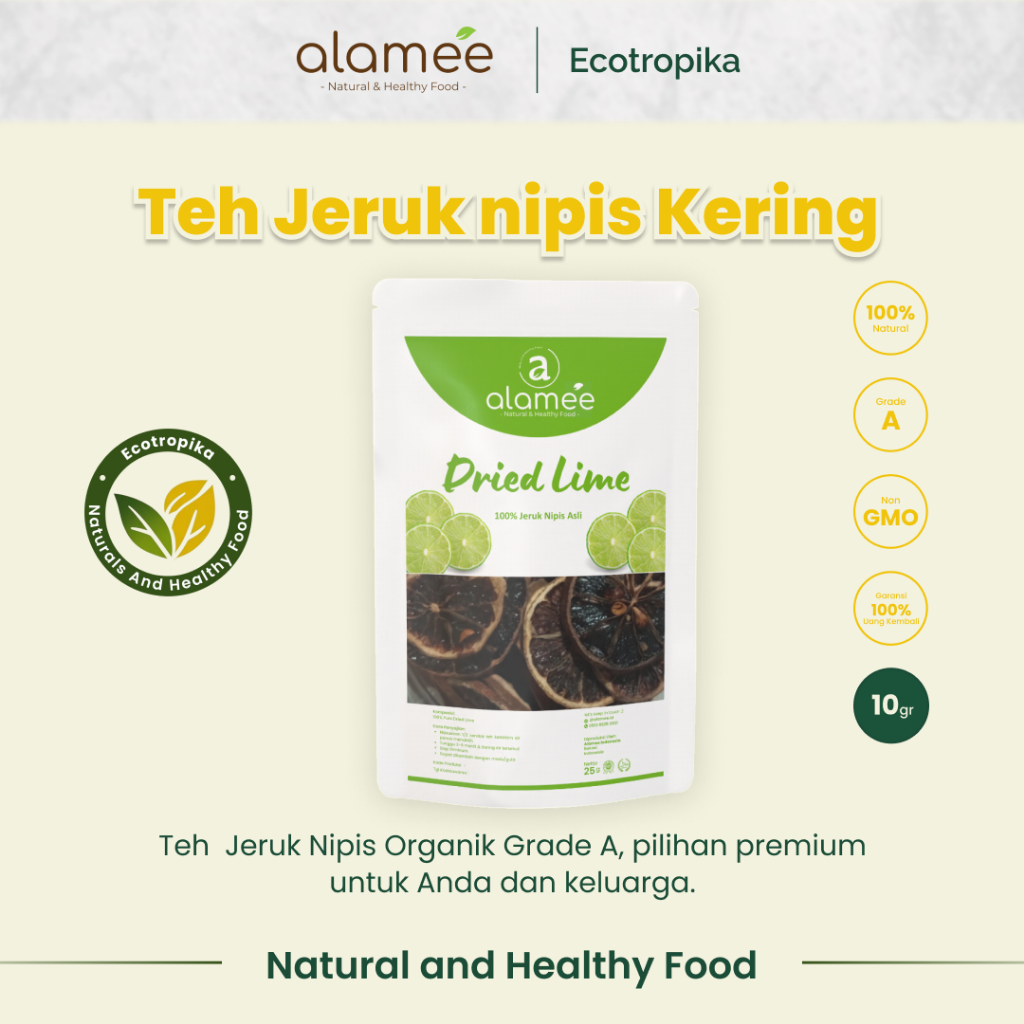 

Jeruk Nipis Kering Dried Lime Slice Tea Teh Herbal Buah Iris Organik DRIED FRUITS Premium Kemasan 10