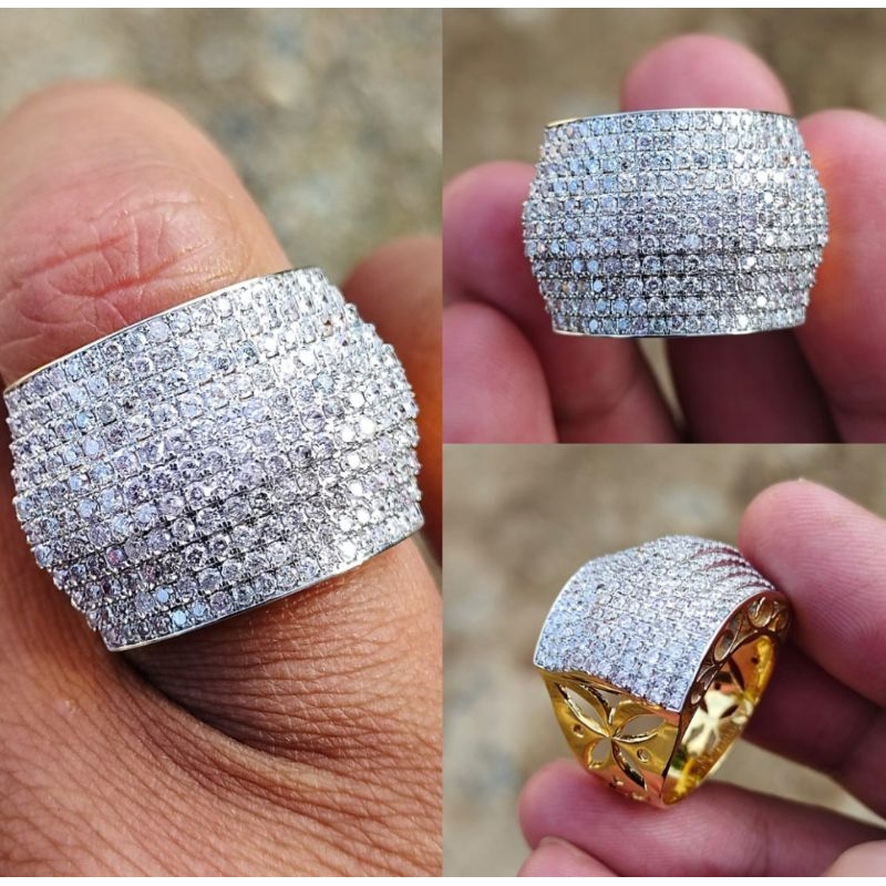 Cincin Berlian Wanita Tangga Presiden Natural Berlian Eropa Asli Original Diamond Intan Perak Murah