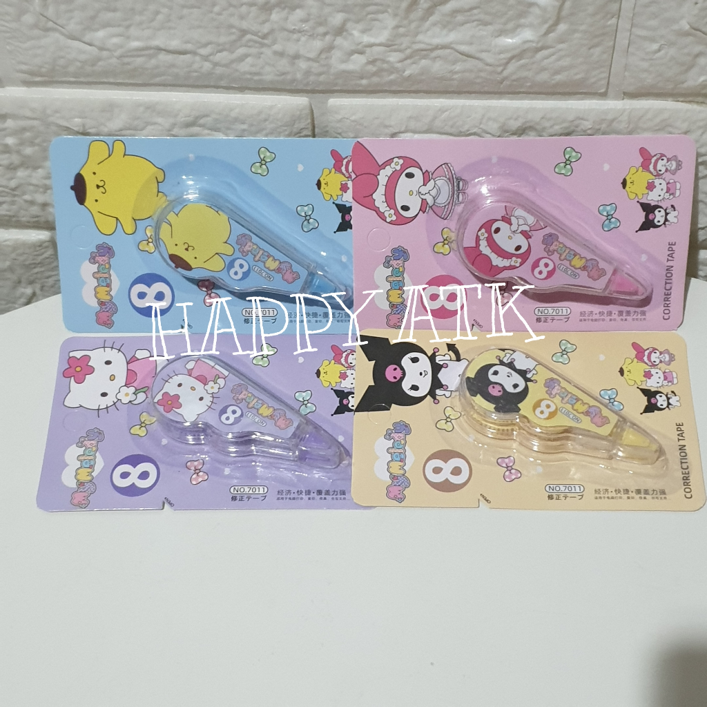 

(PER 2 PCS) TIP EX KERTAS SIZE KECIL / CORRECTION TAPE / SANRIO PENGHAPUS KUROMI MELODY POMPURIN HELO KITTY