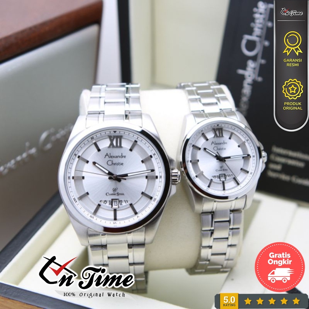 Jam Tangan Couple Original Alexandre Christie AC 8659 Pasangan Classic Stainless 100% Asli