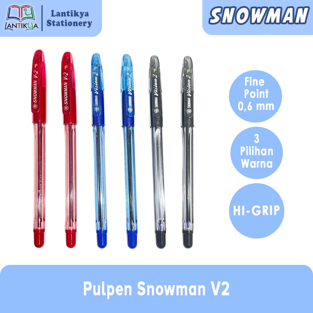 

Pulpen Snowman/Ballpoint/Ballpen Snowman V2 (HITAM) 0.6mm FINE /1 PACK (12 PCS)