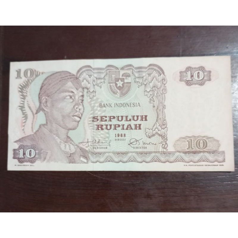 uang kuno 10 rupiah kertas tahun 1968 Soedirman