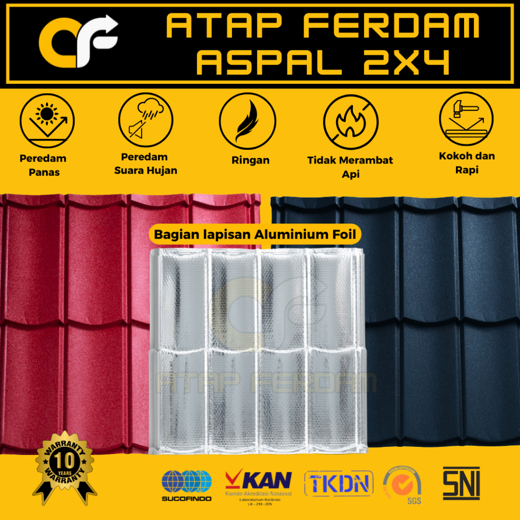 ATAP FERDAM Aspal 2x4 Tebal 0,25 mm Motif Rinjani (Min Pemb 100) - Genteng Galvalum Dengan Lapisan P