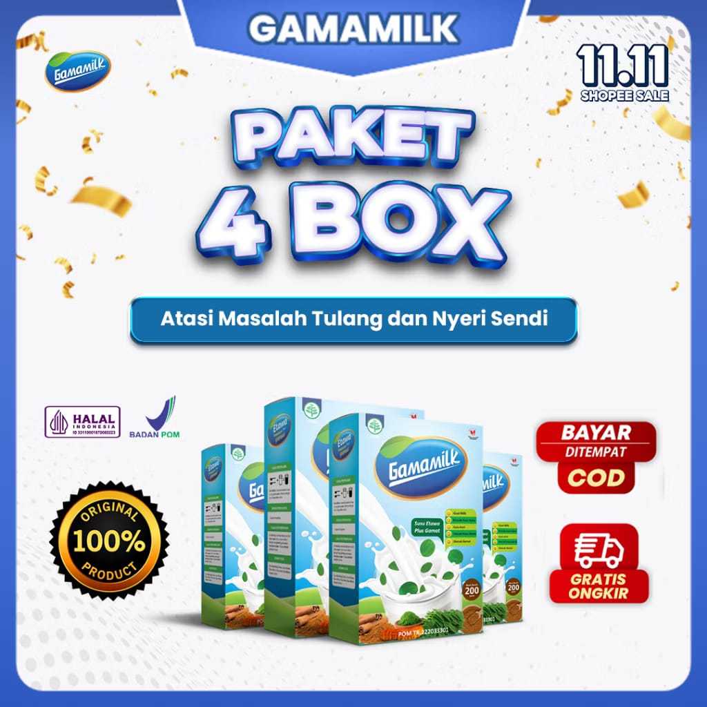 

PROMO !!! GAMAMILK - 4 Box Susu Etawa Ekstrak Gamat dan Ekstrak Daun Kelor