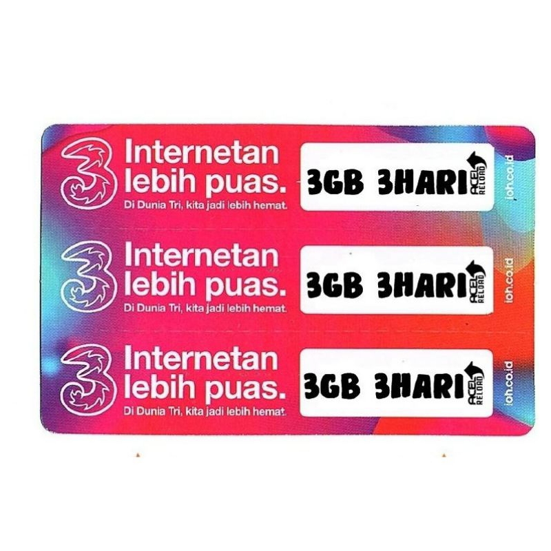 Voucer Kuota Tri 3GB 3Hari Nasional