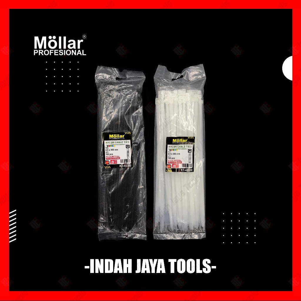 

MOLLAR Cable Ties 4.8 x 300 mm HITAM PUTIH Kabel Tie 30 cm Pengikat Strap Nylon