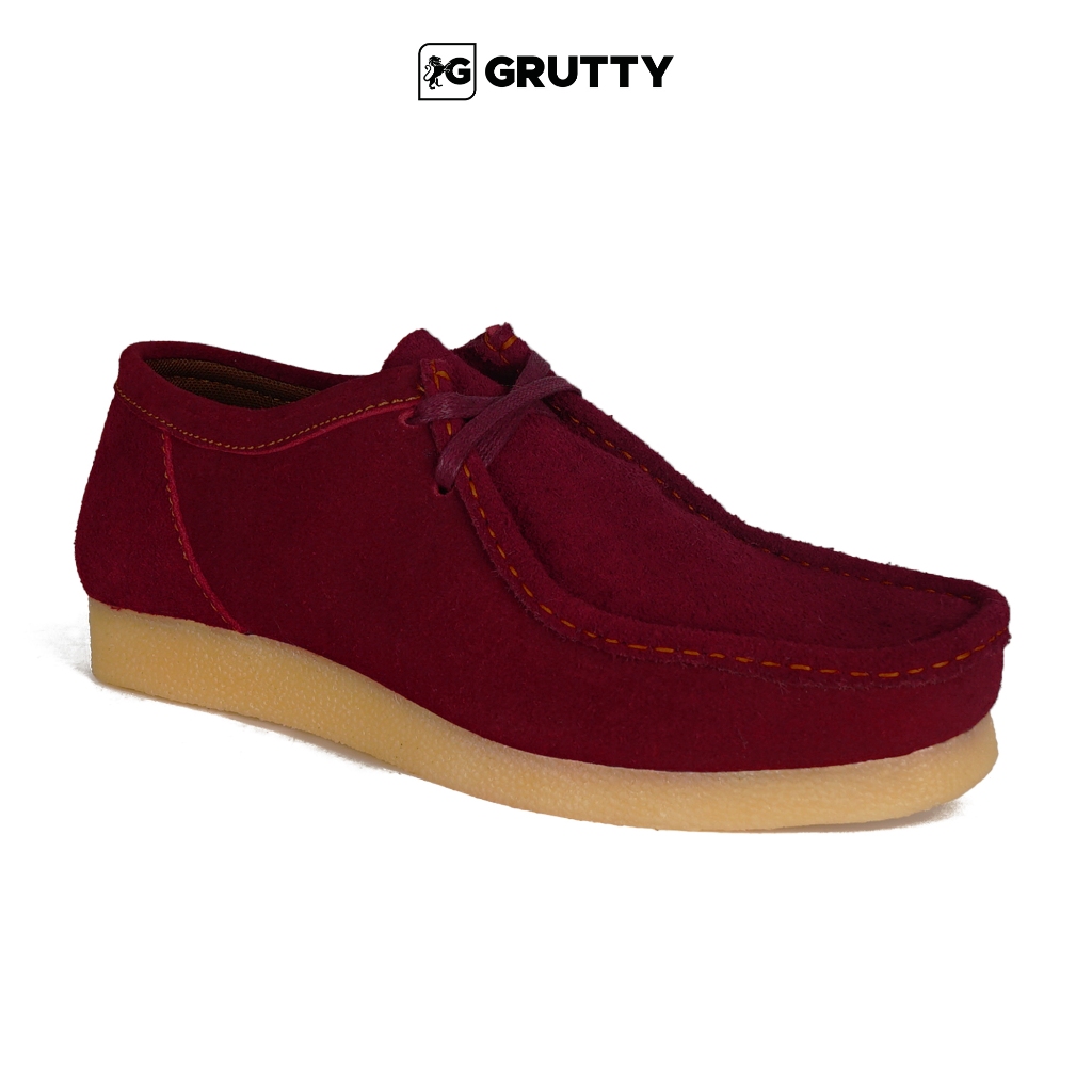 Grutty Chadwick Clarks Kulit Suede Pria Sepatu Formal Casual-Maroon