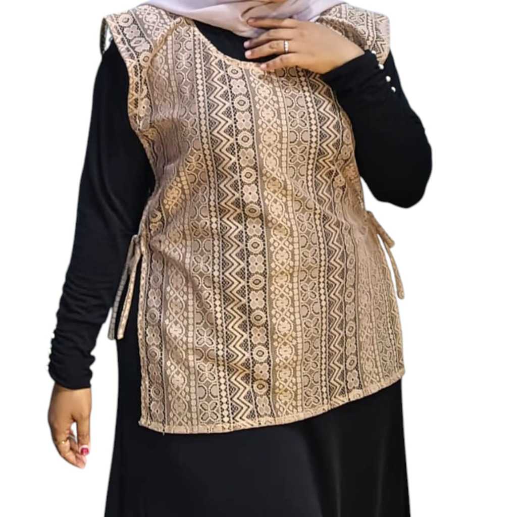 Vest brokat JUMBO tali samping LD 130 Rompi brukat malika Premium oversize
