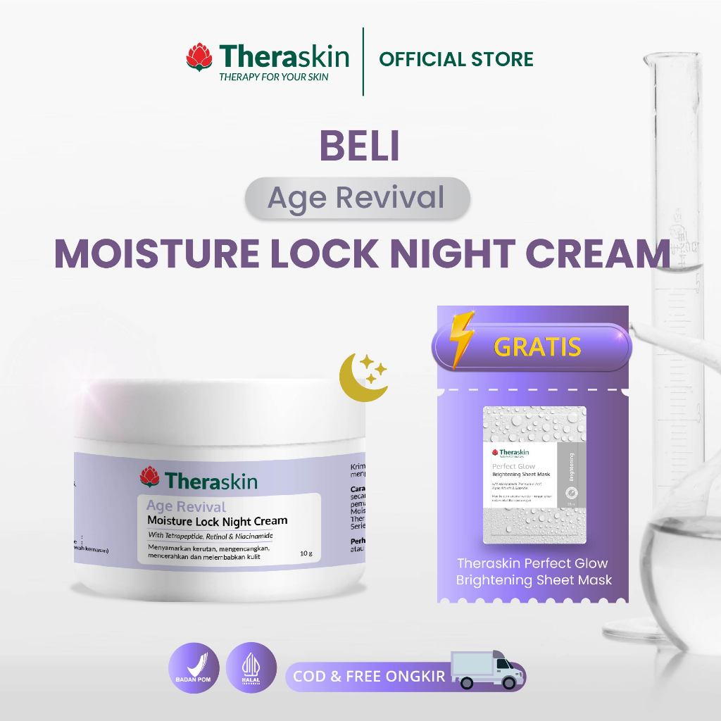 [BUY 1 GET 1] Krim Malam Anti Aging + Alpha Arbutin Sheet MaskTheraskin - Theraskin Age Revival Mois
