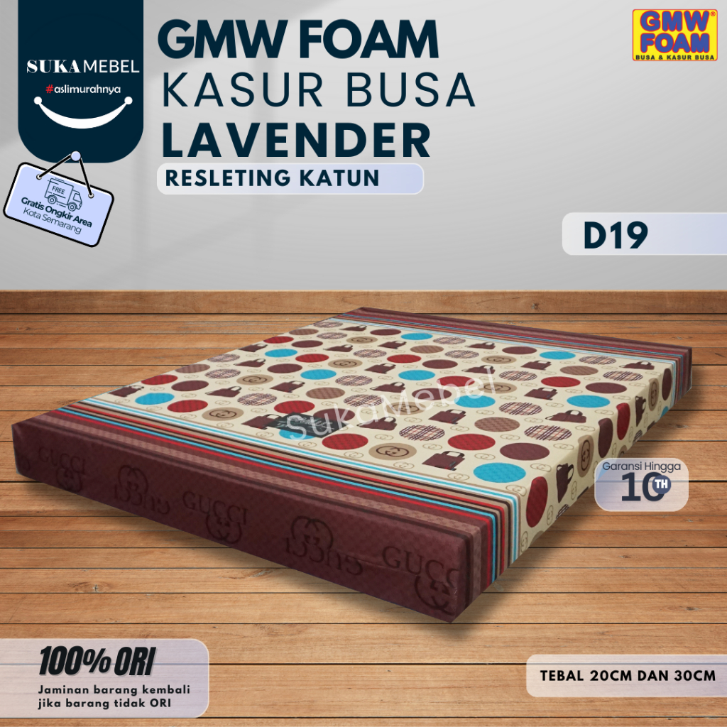 kasur Busa GMW Foam Lavender Resleting katun