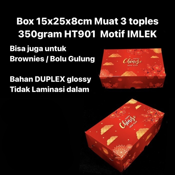 

5 Pcs Box Packaging Kue Kering Hampers Imlek Muat 3 Toples 350gram Dus Ukuran 15 x 25 x 8cm