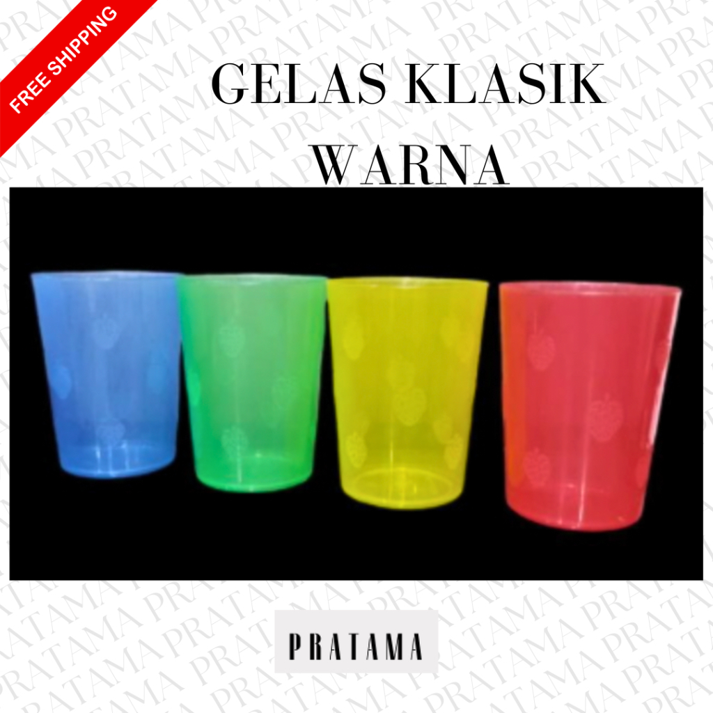 Gelas plastik / Gelas minum / Gelas bening / Gelas Klasik WARNA