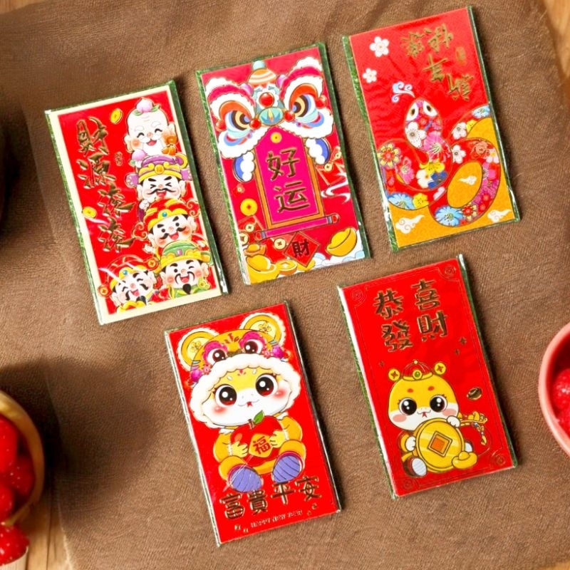 

Angpao imlek ukuran Panjang Premium 16:cm x 9 cm tahun 2025 amplop merah imlek isi 6 lembar