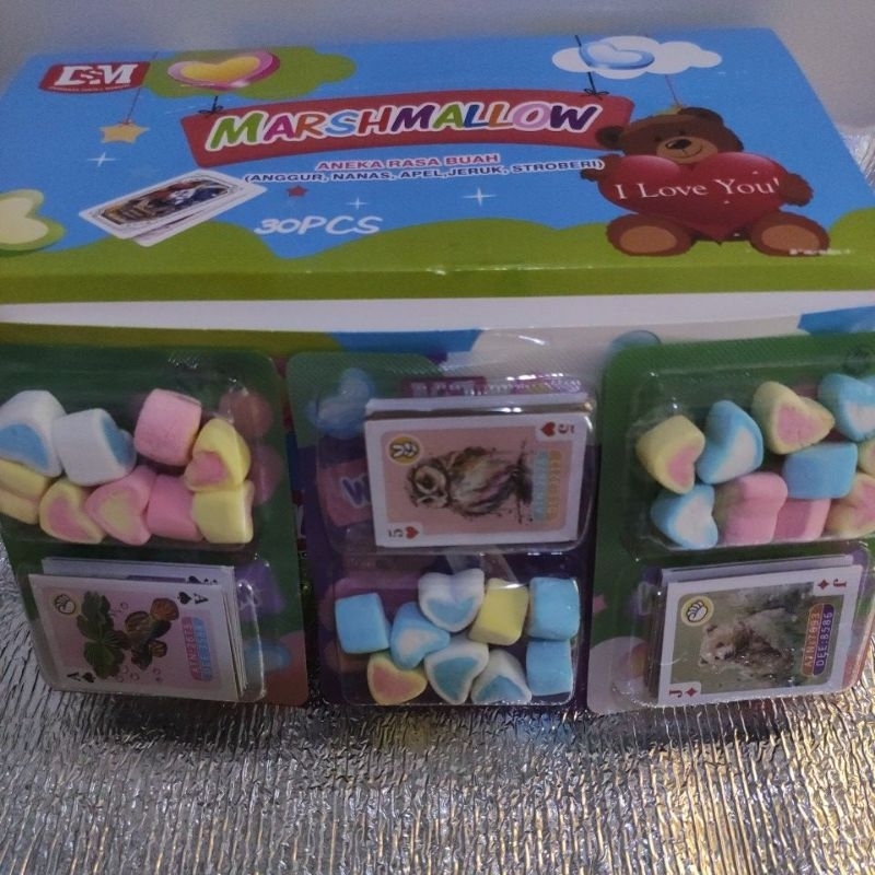 

Ay00! Marshmellow Bentuk Hati Berhadiah Kartu Isi 30Pcs