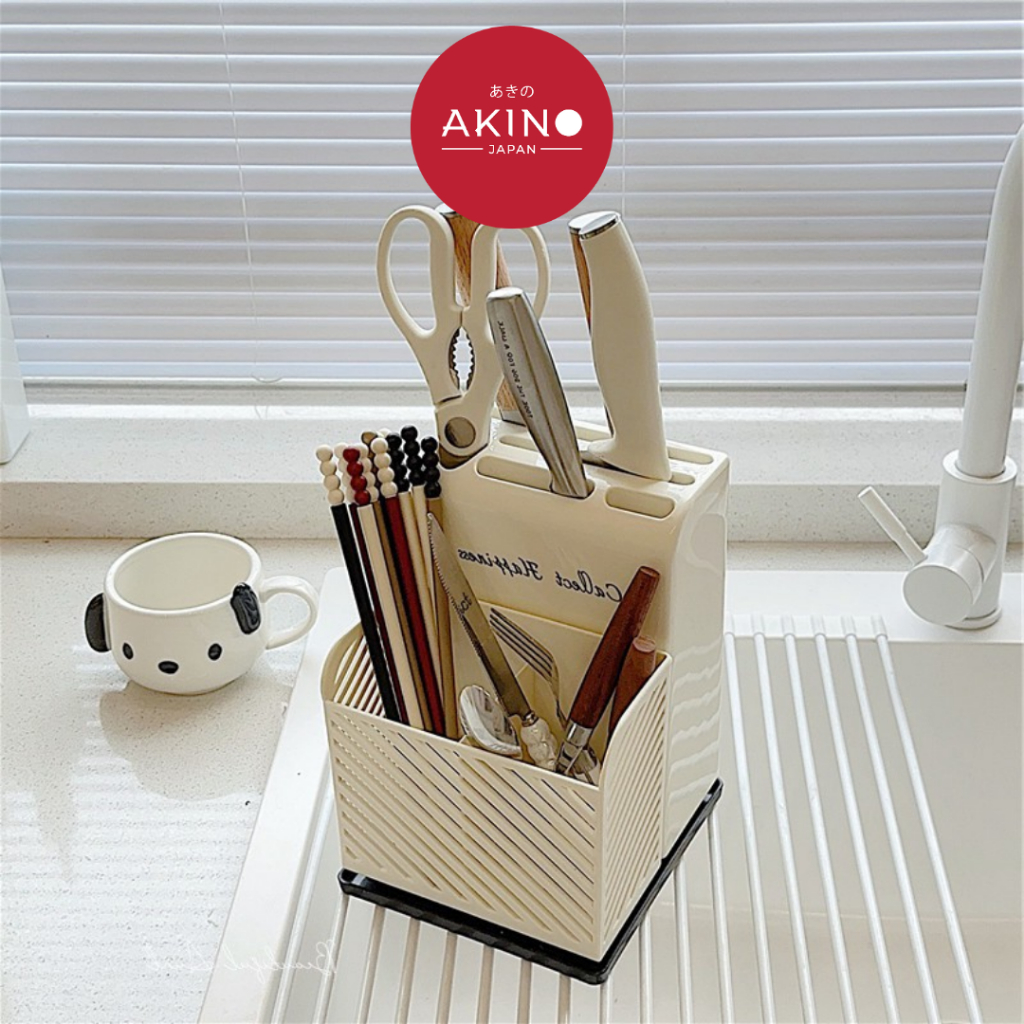 AKINO - EBISU Organizer Pisau Dapur Praktis Rak Laci Cutlery Serbaguna Tempat Susun Utensil Wadah Su