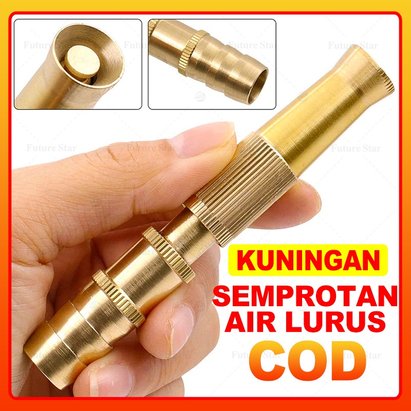 Semprotan Air Lurus Kuningan / Taman Alat Cuci Motor Mobil / Water Jet Spray Gun Hose Nozzle - Brass