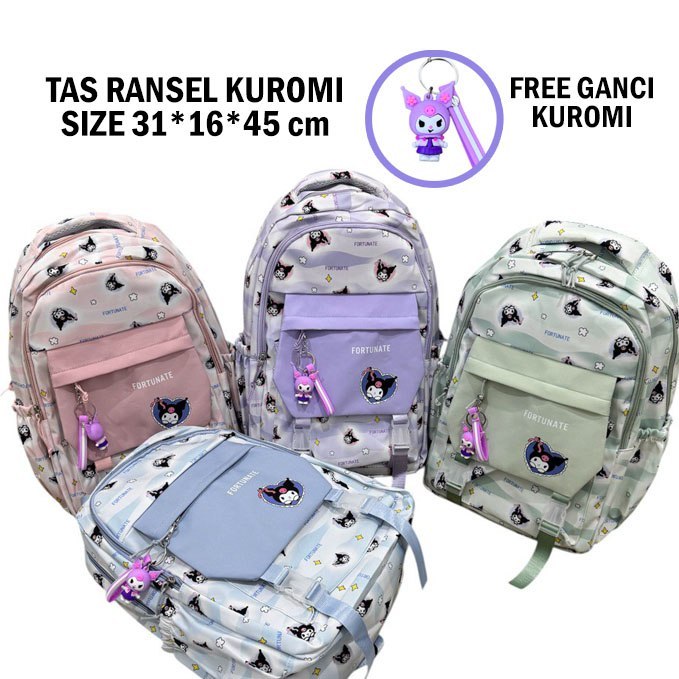 BLINGBERRY Tas sekolah Karakter Kuromi Tas Ransel ABG Korean Tas Anak SD SMP Original Tas Laptop Bac