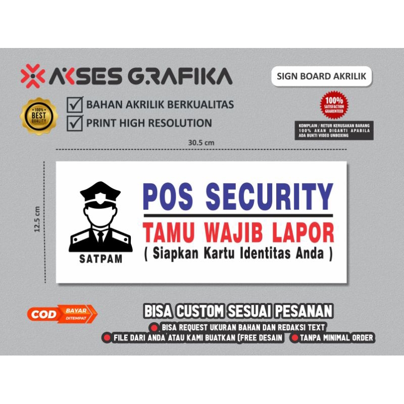 

Acrylic Sign Board, Signage, Papan Rambu-Rambu Pos Security