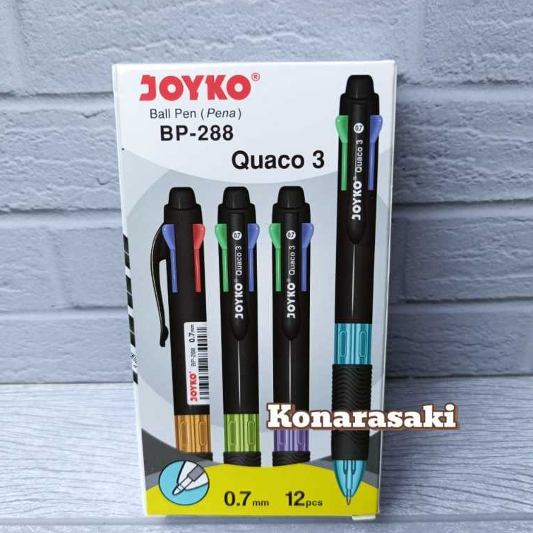 

1 Pak Joyko Bolpen BP-288 Quaco 3 0.7mm 4 Warna