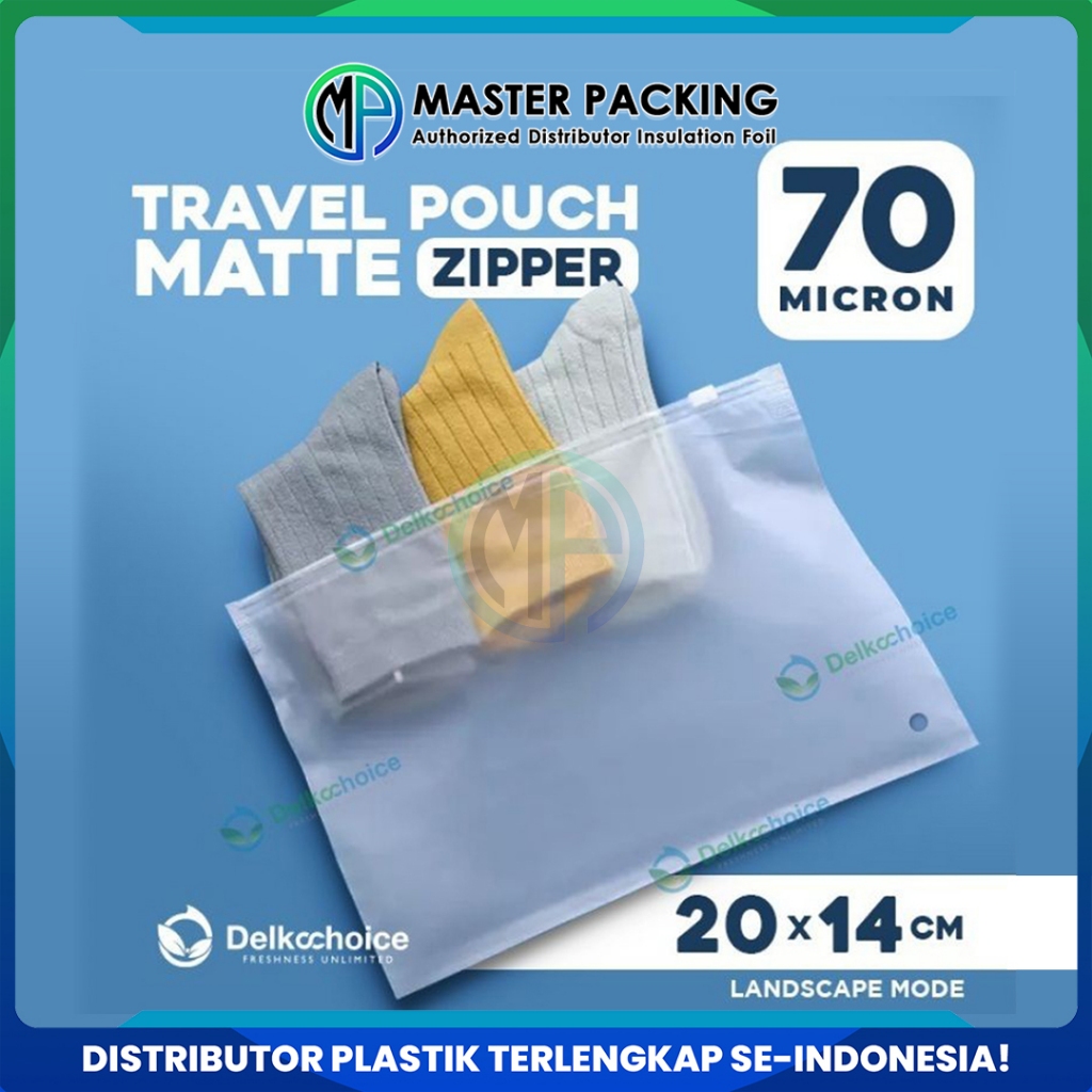Plastik Travel Pouch Zipper Bag 20cm x 14cm 70 Micron Premium Kantong Organizer Matte - Delkochoice