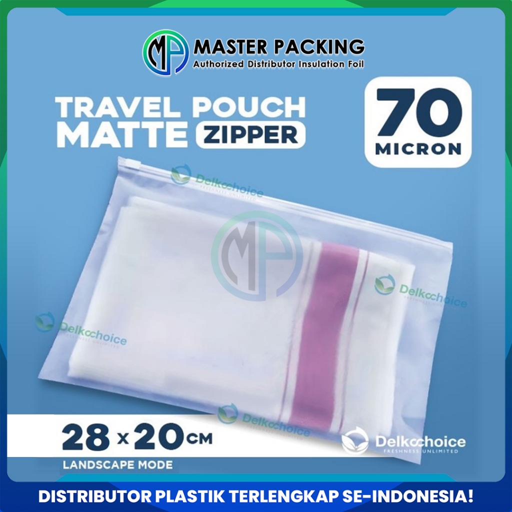 Plastik Travel Pouch Zipper Bag 28cm x 20cm 70 Micron Premium Kantong Organizer Matte - Delkochoice