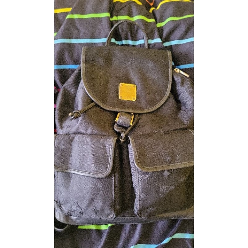 PRELOVED RANSEL MUNCHEN MCM NYLON MIX KULAS HITAM