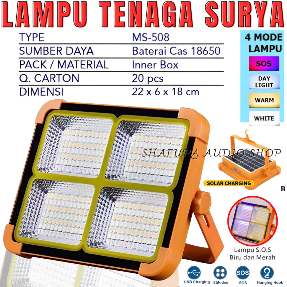 Lampu Emergency Professional Mitsuyama Ms-508 Ip66 50 Watt Power Bank Solar Cel Original | Lampu Mit