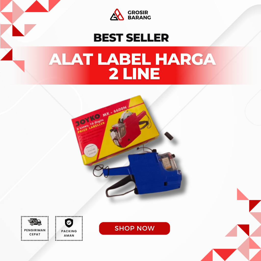 

Mesin tembak LABELLER 2 LINE ALPHABET ANGKA HURUF JOYKO MX -6600 label tempelan harga