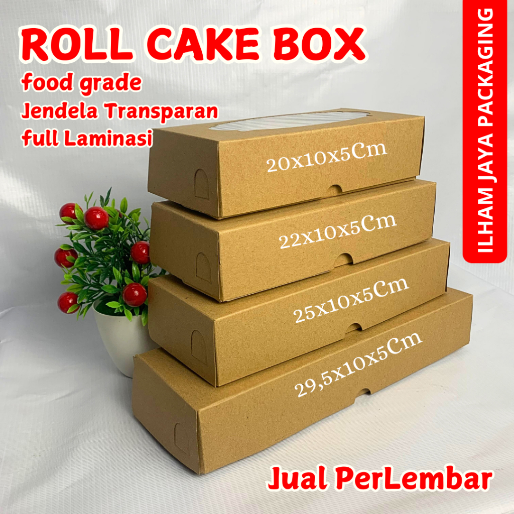 Temukan Box Kue / Box Roll Cake / Kotak Roll Cake Kraft Full Laminasi