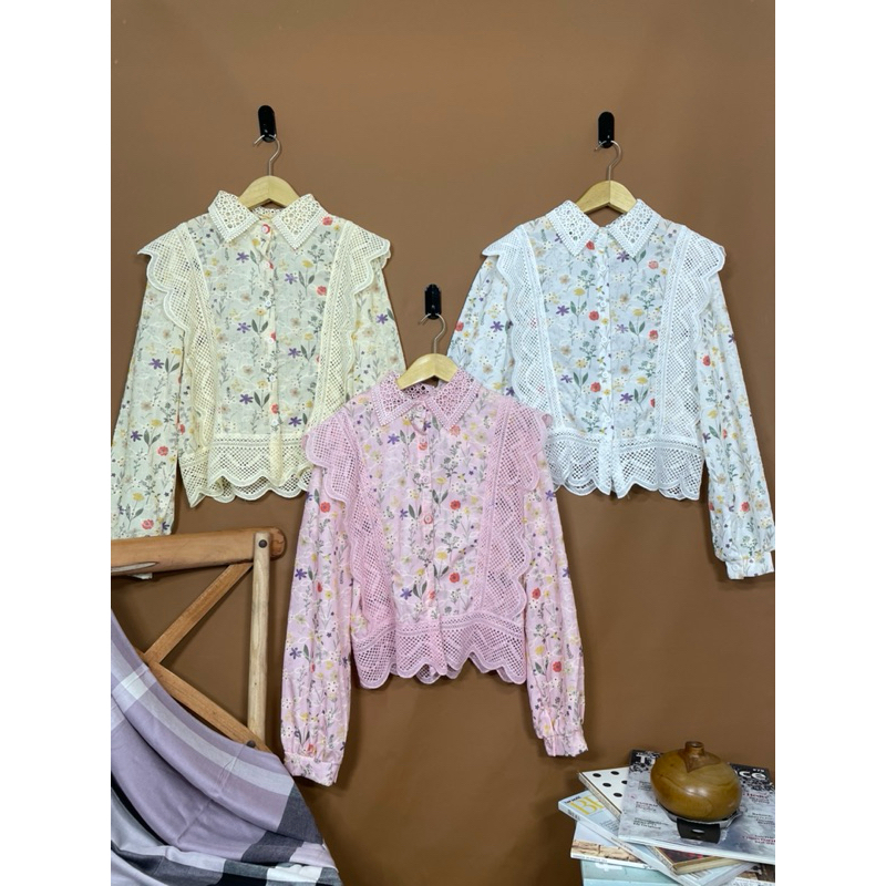 BKK Premiostyle - Blouse Kemeja Atasan CutBall Bunga Renda Original BKK