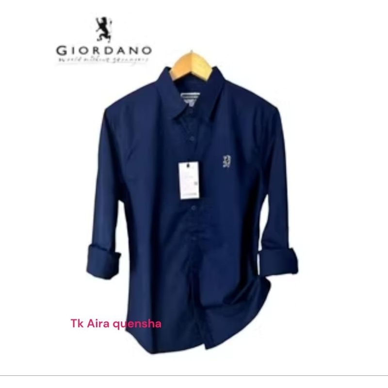 baju kemeja giordano pria lengan panjang slim fit promo terlaris