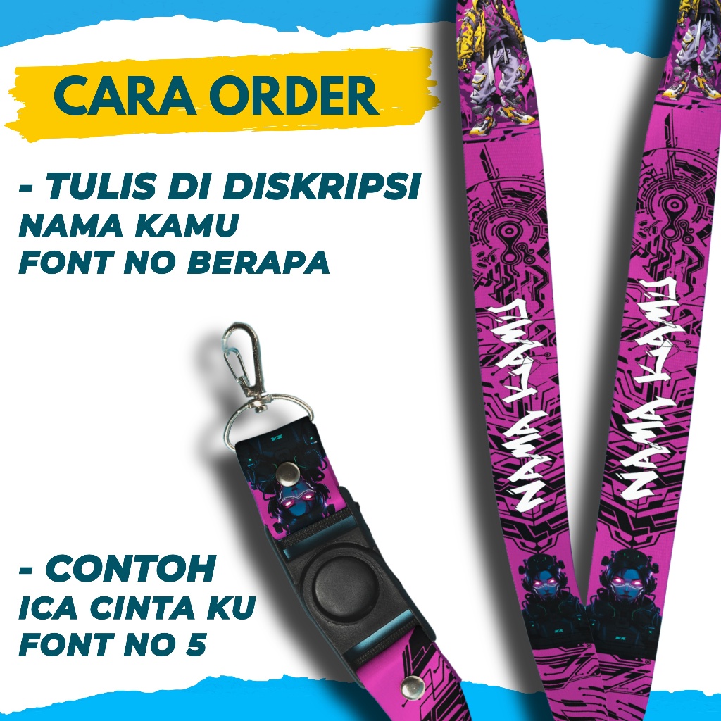 

ID CUSTOM NAMA LANYARD CYBER PUNK PINK V1 GANTUNGAN KUNCI & UNTUK ID CARD