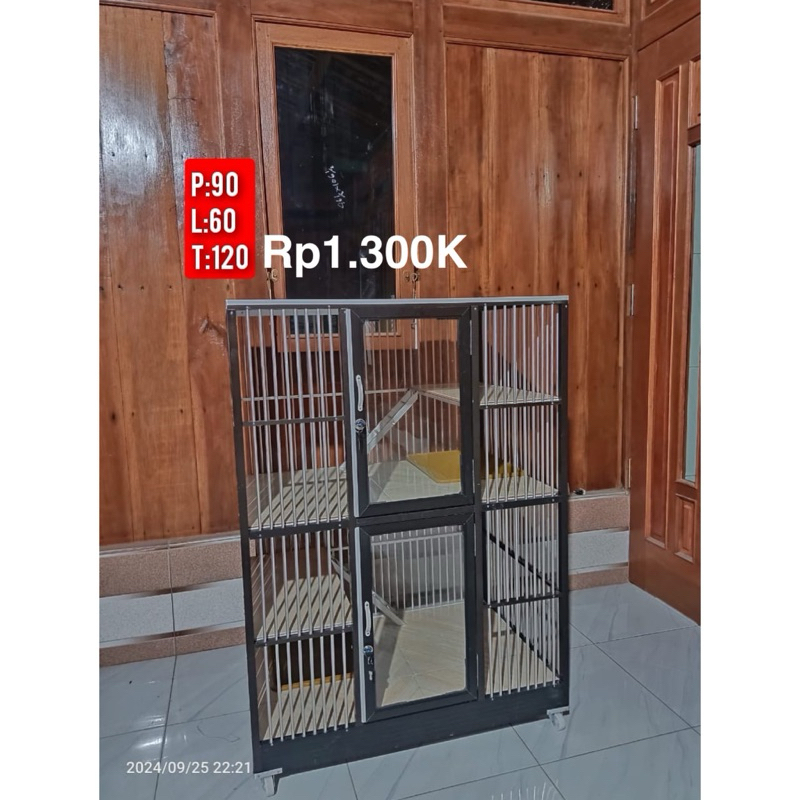 kandang kucing alumunium 2 kamar tingkat