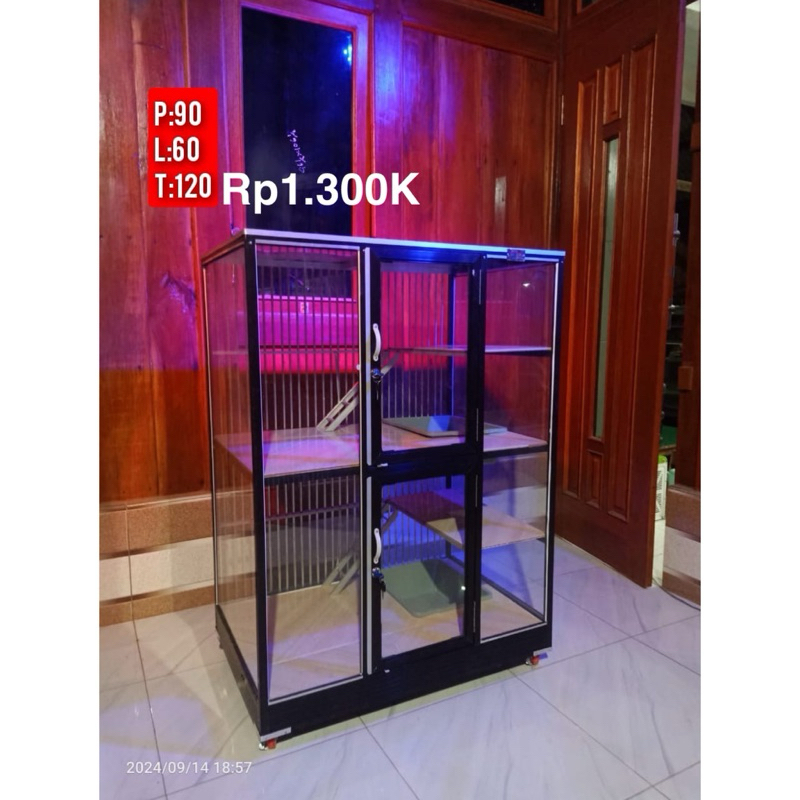 kandang kucing alumunium 2 kamar tingkat